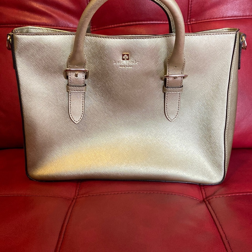Kate Spade gold satchel handbag Nice & Clean!
